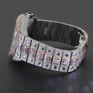 Montre de luxe en moissanite la plus vendue avec diamants de clarté VVS, montre personnalisée pour homme avec logo, boîtier carré entièrement serti de diamants, prix de gros - Product Image 3