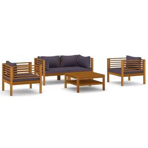 Conjunto de Muebles de Jardín de Madera de Acacia Sólida y Gris Oscuro - Product Image 2