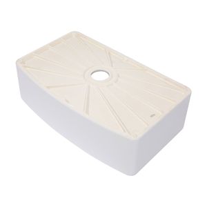 Lavello da cucina in ceramica bianca da 33 pollici a ciotola singola grembiule anteriore con bordo ad arco stile fattoria lavandini da cucina - Product Image 5