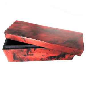 Boîte de rangement rectangulaire en bois avec incrustation de résine rose et charnières en laiton, style campagnard, pour objets de décoration, décoration de salon, luxe - Product Image 4
