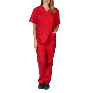 Conjunto de Uniforme Médico Unisex Azul Marino, Top con Cuello en V y Pantalones, Uniforme de Hospital, Tejido Elástico de Poliéster/Spandex, Sin Costuras, Detección de Agujas - Product Image 6