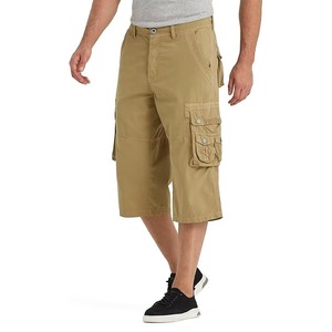 Pantalones Cortos Cargo de Algodón 100% para Hombre, Casuales de Verano, para Senderismo, con Cintura Elástica, Decoración Digital Vintage, Tejido Sólido hasta la Rodilla - Product Image 5