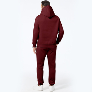 <b>Men's</b> <b>Burgundy</b> 2 Piece Tracksuit Set Hooded Sweatshirt Pullover <b>Hoodie</b> and Sweatpants Casual Solid Tracksuit - Product Image 5