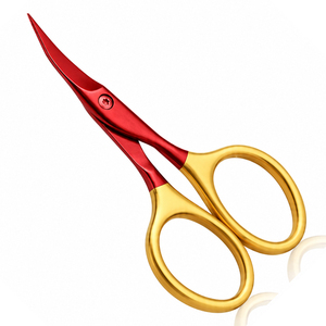 Tijeras para Cutículas de Acero Inoxidable Rojo Dorado, Punta Curva Afilada, Mango Redondo, Herramienta de Belleza para Adultos, Tijeras de Manicura Duraderas OEM - Product Image 5