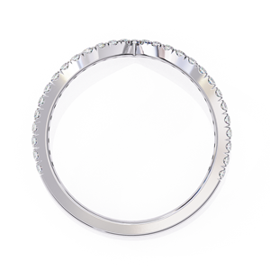 Anillo de Boda Apilable en Forma de V con Moissanita y Diamantes, Corte Brillante Redondo de 1.30mm, 29 Piedras, Color D, VVS1, Oro de 10K - Product Image 4