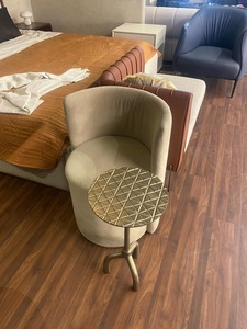 Designer Geometric Pattern Side Table Round Top Artistic Surface Tripod Base Stable Support Compact Accent for Modern Interiors - Product Image 6