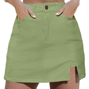 Jupes en jean personnalisées en coton, fabrication de jupes d'été taille haute pour femmes, longues, décontractées, délavées, avec logo et design personnalisés - Product Image 1