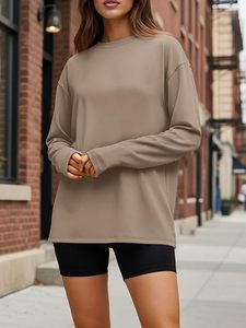 Womens Oversized <b>Long</b> <b>Sleeve</b> Shirts Spring <b>Tops</b> 2026 Breathable Polyester Knitted O-Neck Loose Fit Casual Workout <b>Y2K</b> Clothes - Product Image 2