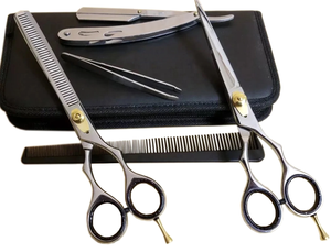 Ensemble de ciseaux à cheveux pour droitiers, usage domestique, 6 pouces, manche en acier inoxydable, noir et orange, kit de coiffure pour barbier - Product Image 5