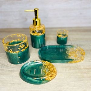 2026 Latest Resin <b>Bathroom</b> <b>Accessories</b> <b>Set</b> Soap Dispenser Toothbrush Holder Soap Dish Vanity Organizer for Hotel Restaurant Home - Product Image 3