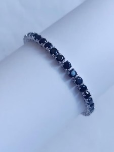 Black Onyx Tennis Bracelet Sterling <b>Silver</b> White Gold Plated Luxury Gemstone Women's Wedding & Anniversary Gift Jewelry - Product Image 3