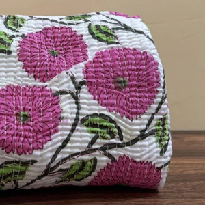 Bolsa de Cosméticos Étnica de Algodón Acolchado con Estampado de Letras, Cierre de Cremallera, Ligera, Ecológica, de Pequeña Capacidad, para Viajes y Uso Diario - Product Image 3