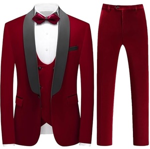 Traje de Hombre de Terciopelo de 3 Piezas para Novio, Traje de Caballero con Botones, Esmoquin de Terciopelo, Transpirable, con Logotipo Personalizable - Product Image 2