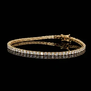 Bracelet tennis 6.00 carats tendance en or jaune 14K, diamant de laboratoire taille brillant rond, clarté VVS2, couleur F, certifié IGI, pour mariage - Product Image 2
