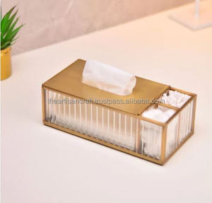Elegante caja de pañuelos de latón, diseño moderno, tamaño personalizable, estilo artesanal para el hogar, oficina, decoración para sala de estar - Product Image 1