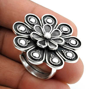 Vintage Oxidized 925 Silver Women's Statement Mandala <b>Ring</b> At Wholesale Price Bohemian Jewelry Perfect For Party And Gift - Product Image 4
