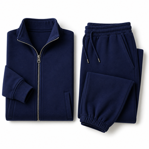 Ensemble de survêtements unisexe décontracté zippé personnalisé pour homme, en maille, coupe droite et large, par un créateur - Product Image 6