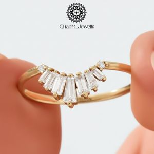 Charm Jewells Silver Rose <b>Gold</b> Plated Moissanite Engagement <b>Cocktail</b> <b>Ring</b> Cushion Cut Prong Setting Women's Luxury IGI Certified - Product Image 2