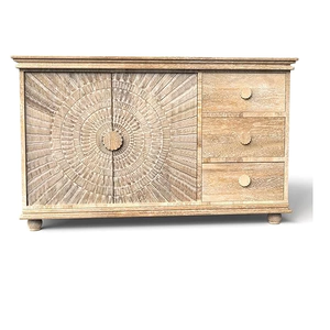Aparador Contemporáneo de Tamaño Completo con Tallado Sunburst, Construcción Sólida, Diseño Elegante y Acabado Duradero - Product Image 1