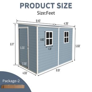 4x8 piedi capannone esterno grigio con pavimento impermeabile a due finestre porte chiudibili a chiave per PatioYard e materiale in resina per prato - Product Image 5