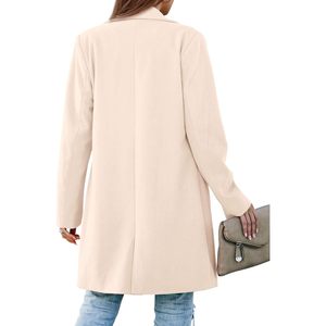 Chaquetas Blazer Largas Personalizadas para Mujer, Primavera-Otoño 2025, Manga Larga, Solapa, Bolsillos, Ajuste Holgado, Blazer Informal para Trabajo, Ropa Exterior - Product Image 5