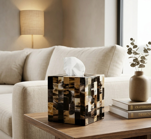 Boîte à mouchoirs de luxe en corne faite à la main |   Porte-mouchoirs décoratif haut de gamme pour la maison, l'hôtel et la salle de bain - Product Image 2