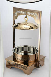 Traditional Copper <b>Buffet</b> <b>Warmer</b> with a polished finish decorative brass rope accent, arched cutout burner stands Ali Handicraft - Product Image 3