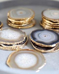High Quality Eco-Friendly Modern Resin Oval <b>Coaster</b> <b>Green</b> Gold Leaf Design 400mm Diameter 5mm Thick Stocked Home Wedding Cafe - Product Image 3
