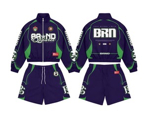 ชุดเซ็ตเสื้อยืด กางเกงขาสั้น และแจ็คเก็ตกันลมแบบลำลอง 3 ชิ้น ผ้าโพลีเอสเตอร์แบบกำหนดเอง สำหรับฤดูร้อน สะท้อนแสง เหมาะสำหรับออกกำลังกายและเล่นกีฬา สำหรับผู้ชาย - Product Image 4