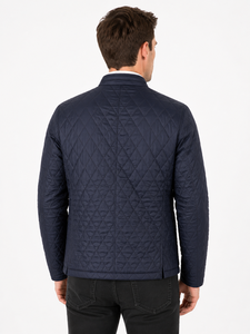 Navy Blue Quilted <b>Jacket</b> <b>Men</b> <b>Lightweight</b> Diamond Stitch Winter <b>Jacket</b> Premium Casual Outerwear Stylish Snap Button <b>Jacket</b> Modern - Product Image 3