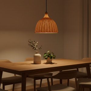 Lámpara Colgante Tejida a Mano de Ratán Natural de Alta Calidad con Base de Hierro, Bombilla E27 de 3500K Blanco Cálido, Decoración para Hogar y Hotel - Product Image 2