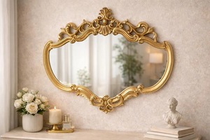Designer Gold Metal <b>Frame</b> Mirror Elegant Wall Decor Suitable For Living Room Bedroom And Entryway Styling Wholesale From India - Product Image 4
