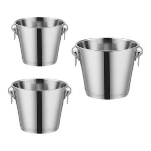 Refroidisseur à vin écologique en métal argenté de forme ronde avec poignée, accessoires pour bar, seau à glace pour champagne - Product Image 2