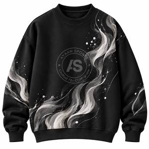<b>Men</b>’s Abstract Wave Print <b>Crewneck</b> <b>Sweatshirt</b> Custom Graphic Pullover Casual Streetwear <b>Sweatshirt</b> - Product Image 1