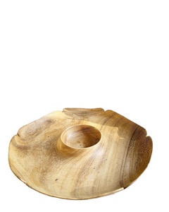 ถาดไม้รองจุ่มพร้อมชามสแตนเลสแบบโมเดิร์นสำหรับใส่ขนมขบเคี้ยวและดิป - Product Image 1