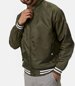 Chaqueta Bomber Verde Oliva para Hombre, Cuello Alto, Cierre de Cremallera, Casual, Resistente al Viento, Poliéster, Corte Ajustado, para Otoño - Product Image 6