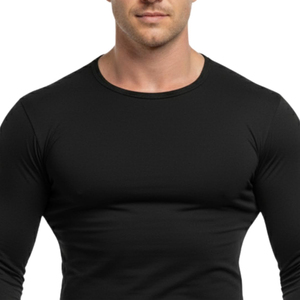 High Quality Solid Color Compression Shirt for <b>Men</b> Performance <b>Stretch</b> Gym Sports Wear Regular Fit Quick Dry Breathable - Product Image 4