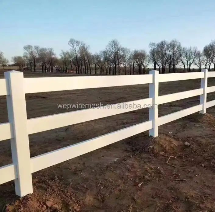 Alta Qualidade Vinil Gado 3 Rails PVC Cavalo Paddock Branco Farm Fence