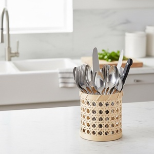 Étuis à crayons en rotin naturel au prix le plus bas, porte-stylos, porte-pinceaux, conteneur pour ustensiles de cuisine en gros - Product Image 6