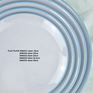 Plato de Melamina Azul Claro y Blanco, Diseño Minimalista, Vajilla de Grado Alimenticio No Tóxica para Fiestas y Bodas - Product Image 5