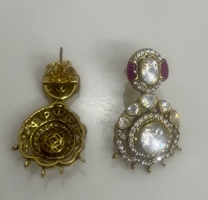 Gold Plated Silver <b>Crystal</b> Drop <b>Earrings</b> Oval Cut Rhinestone Flower Design Women's Wedding Classic Jewelry - Product Image 2