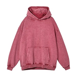 Sudadera con Capucha Rosa Lavada Extra Grande para Hombre, Sudadera Informal con Bolsillo Delantero - Product Image 3