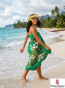 Paréo Sarong Hawaïen en Satin Tissé Personnalisé, Motif Floral Tropical, Léger, pour la Plage, Été, OEM ODM Garçons - Product Image 2