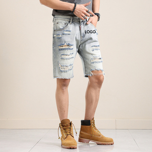 Shorts de mezclilla rectos, lavados, con efecto desgastado, tallas grandes, al por mayor, personalizados - Product Image 2