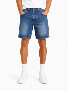 <b>Men</b>’s Blue Denim Shorts Casual Summer Jeans Shorts Relaxed Fit Everyday Denim Bottoms Stylish Streetwear Washed Cotton Denim - Product Image 1