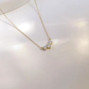14K Solid Gold Lab Diamond Classic Trio Diamond <b>Necklace</b> Dainty Diamond <b>Necklace</b> <b>Triple</b> Sparkling Gemstone <b>Necklace</b> Jewelry Gift - Product Image 5