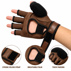 Wholesale Half Finger MMA Gloves UFC Sanda Thickened Adult Fighting Gloves Breathable Waterproof Hook Loop Closure Customizable - Product Image 3
