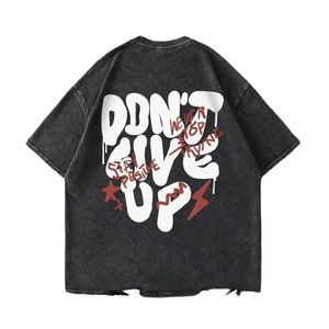 T-shirt gris foncé délavé à l'acide, coupe oversize, coton épais 240 g/m², épaules tombantes, imprimé graphique vintage, streetwear urbain pour homme - Product Image 1