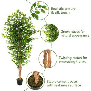 1260 Leaves Truncated Banyan <b>Tree</b> Simulation <b>6FT</b> Solid Wood Green Artificial <b>Tree</b> - Product Image 4