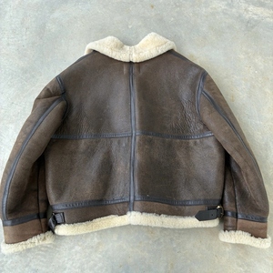Veste personnalisée pour homme en cuir de mouton B3, écologique, coupe-vent, confortable, doublée de fourrure Sherpa, col rabattable, fermeture éclair - Product Image 2